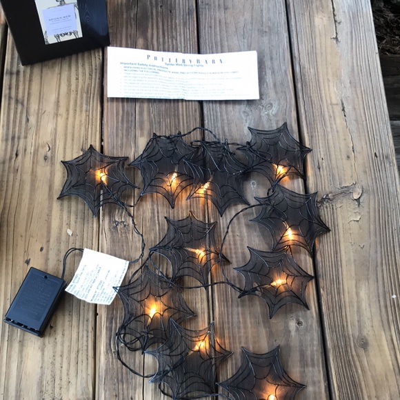 Pottery Barn Spooky and Illuminating Light Up Metal Spider Web String Lights🕸🕷 - Picture 2 of 16